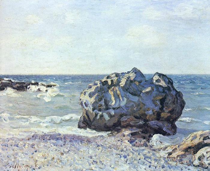 Alfred Sisley Bucht von Langland mit Felsen France oil painting art